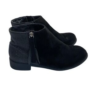 Charlie Paige Black Glitter Side Zip Ankle Boots Women's Size 7 Glam Casual
